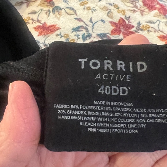 Torrid Gray and Black Sports Bra with Neon Accents size 40dd - Picture 9 of 9